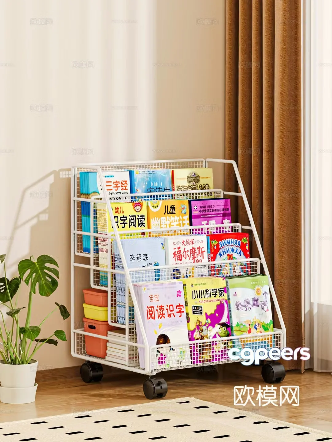 Modern children’s bookshelf Books 3d model