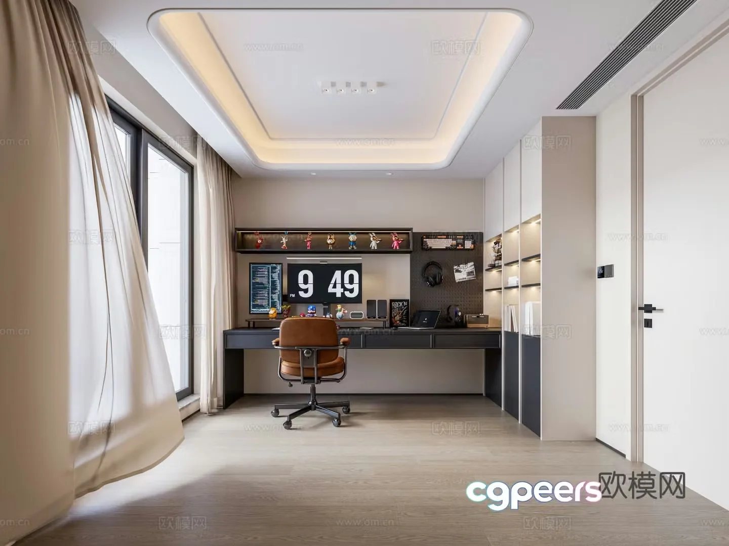 Middle-aged study room 3D model