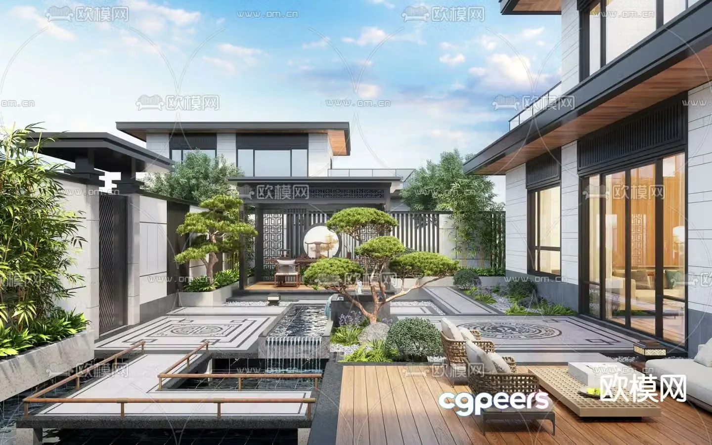 Villa courtyard garden 3d model