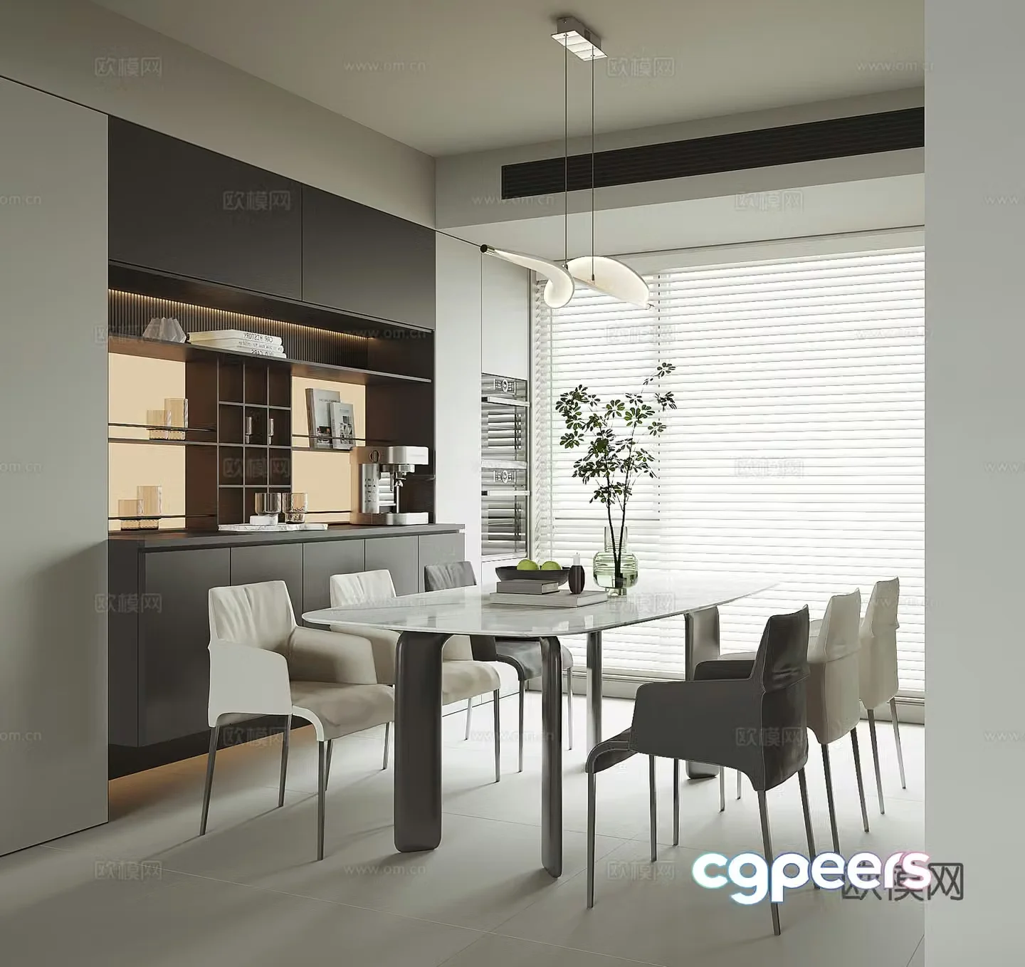 Modern home restaurant 3d model