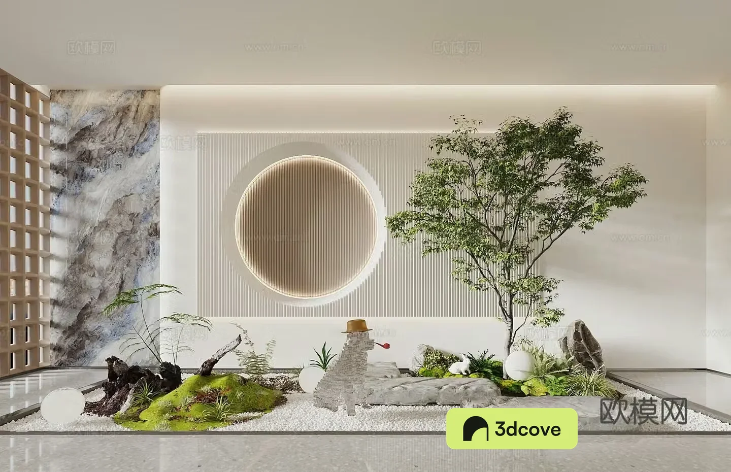 Landscape sketch Indoor landscape courtyard sketch Plant combination Taihu stone Chicken claw maple
