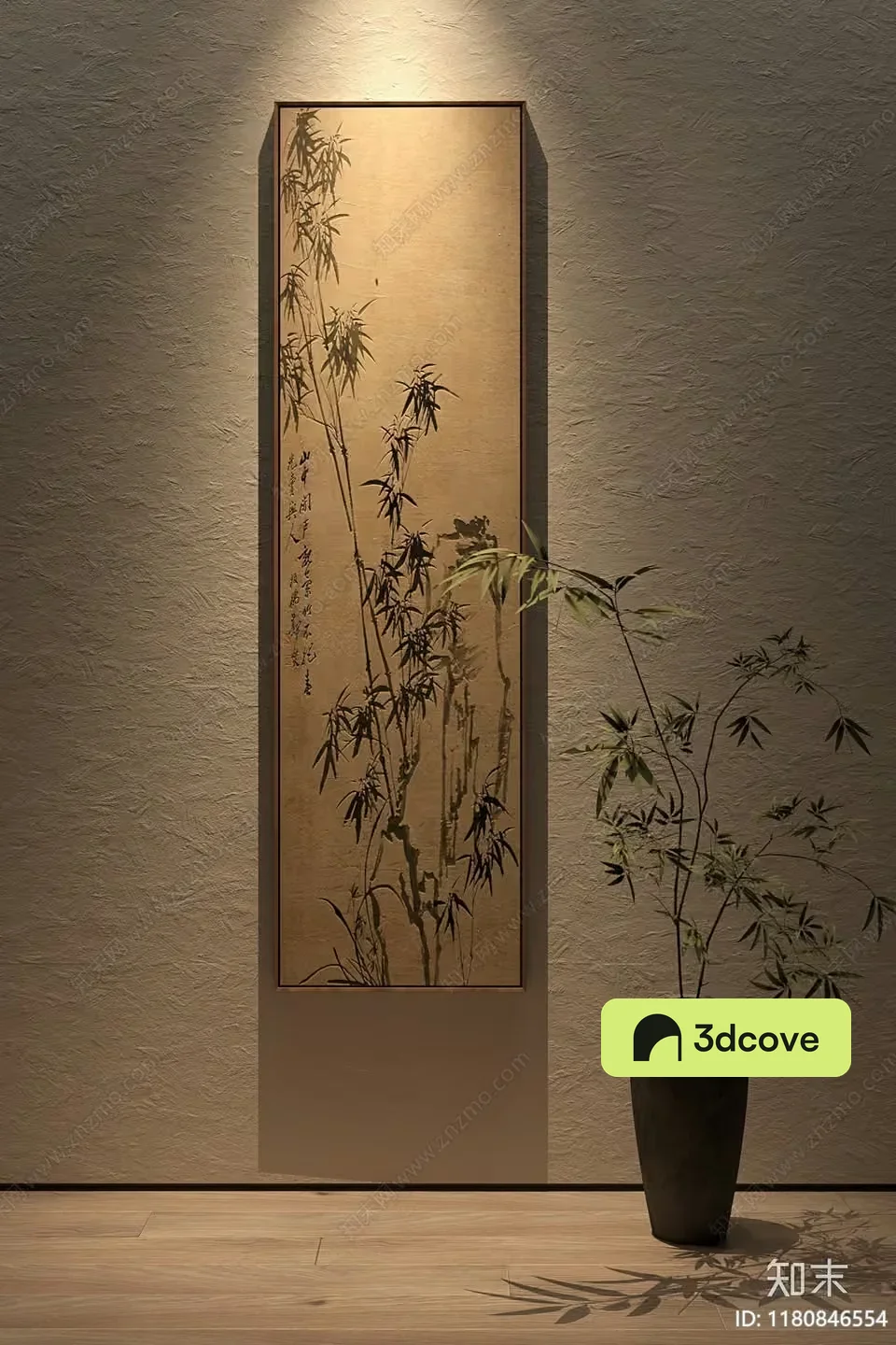 A Framed Bamboo Painting
