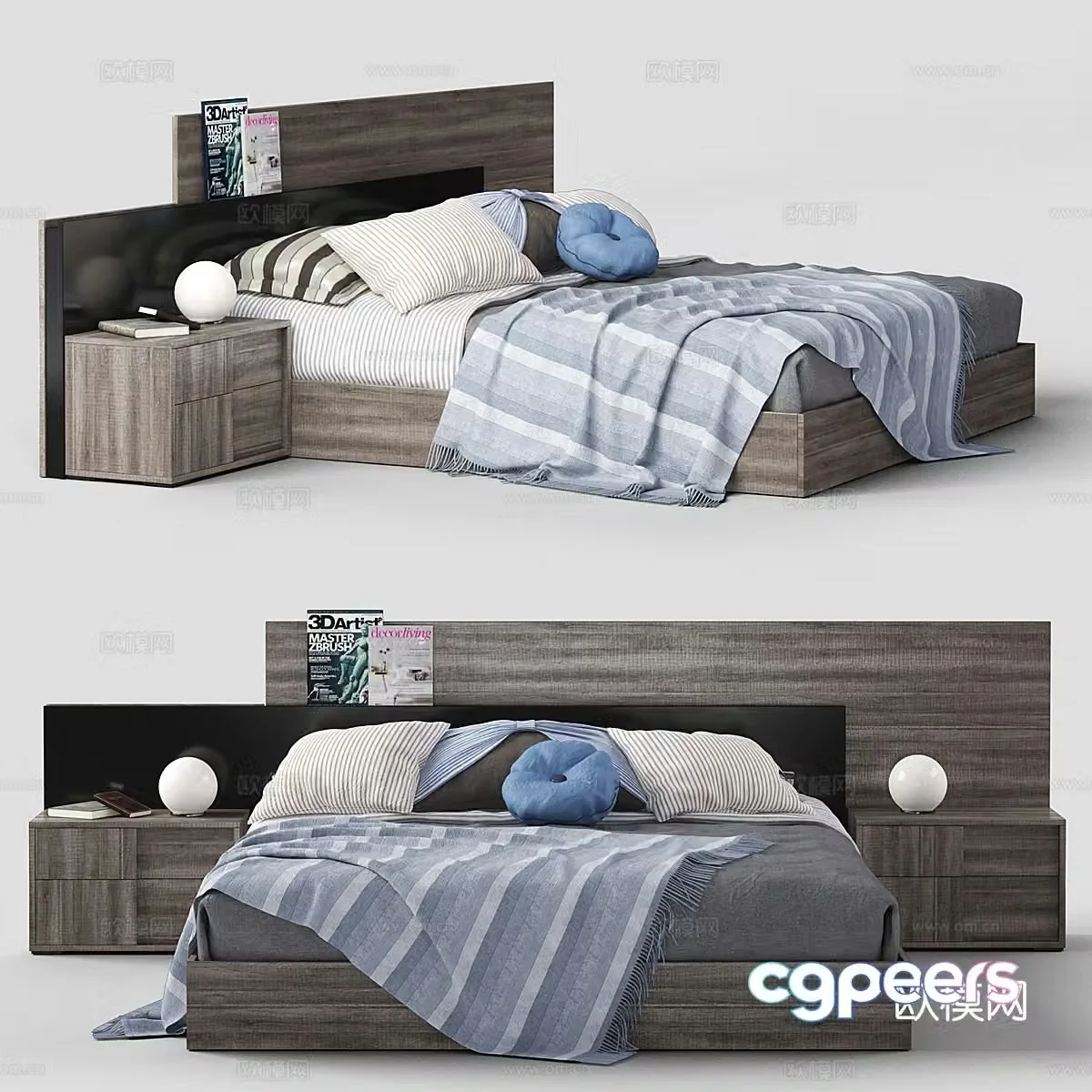 Modern double bed 3d model