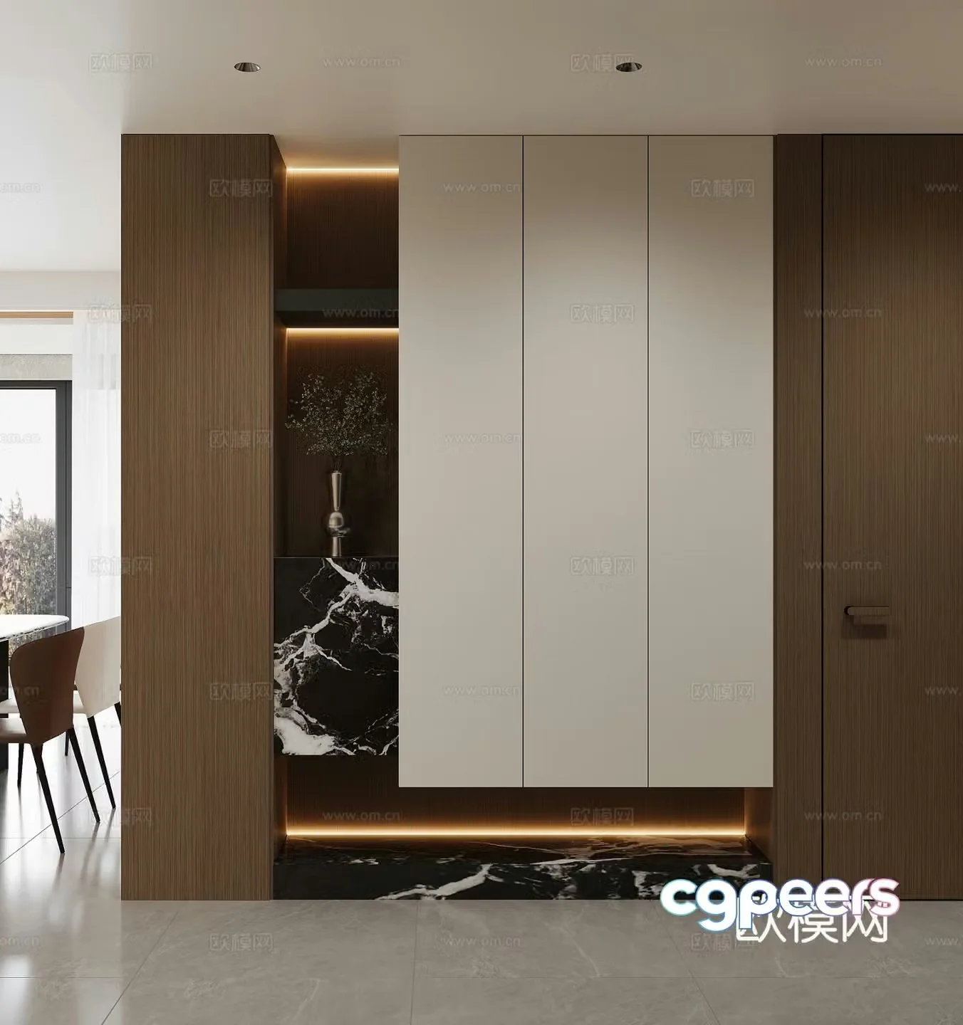 Italian light luxury entrance hall partition cabinet 3D model