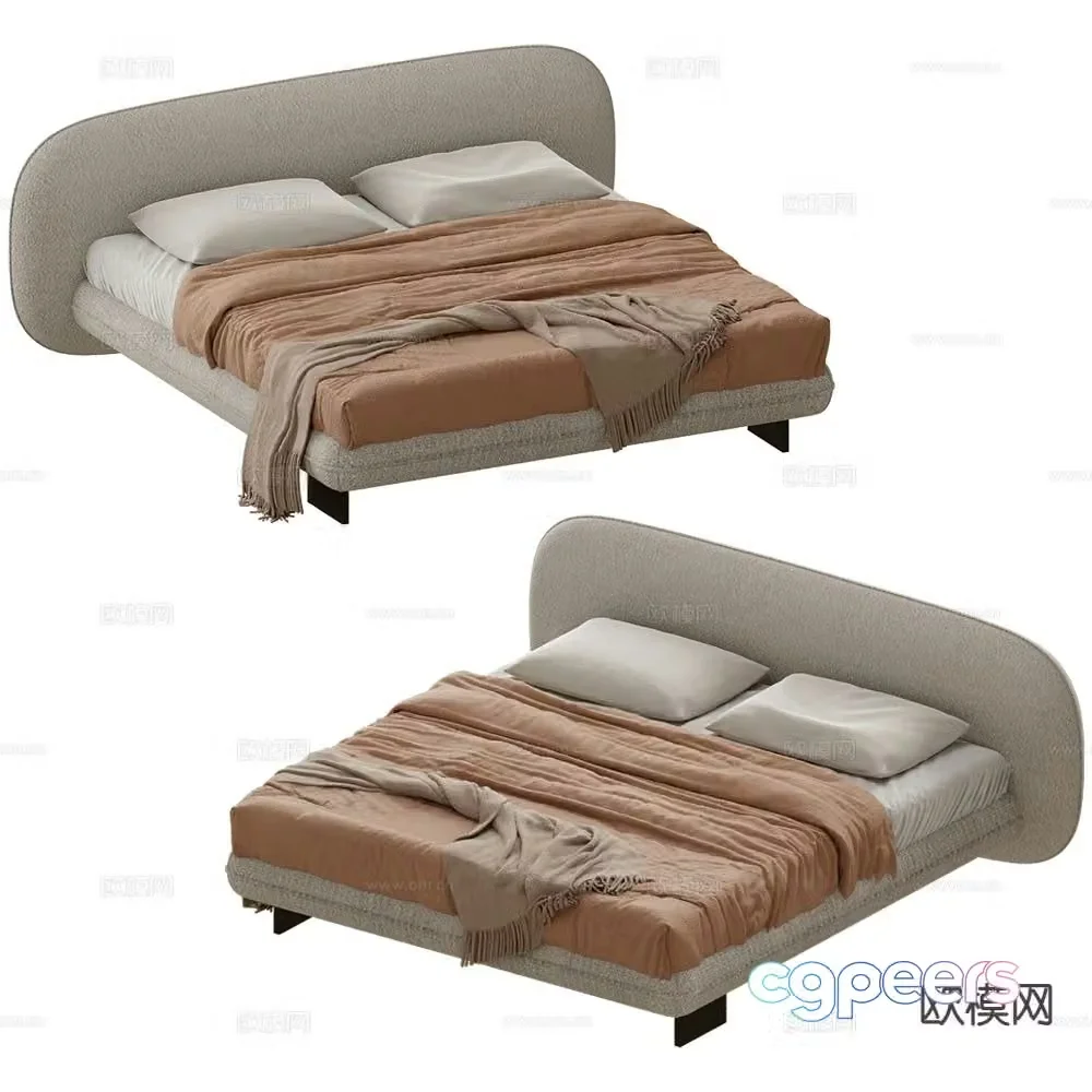 Saba modern double bed 3d model