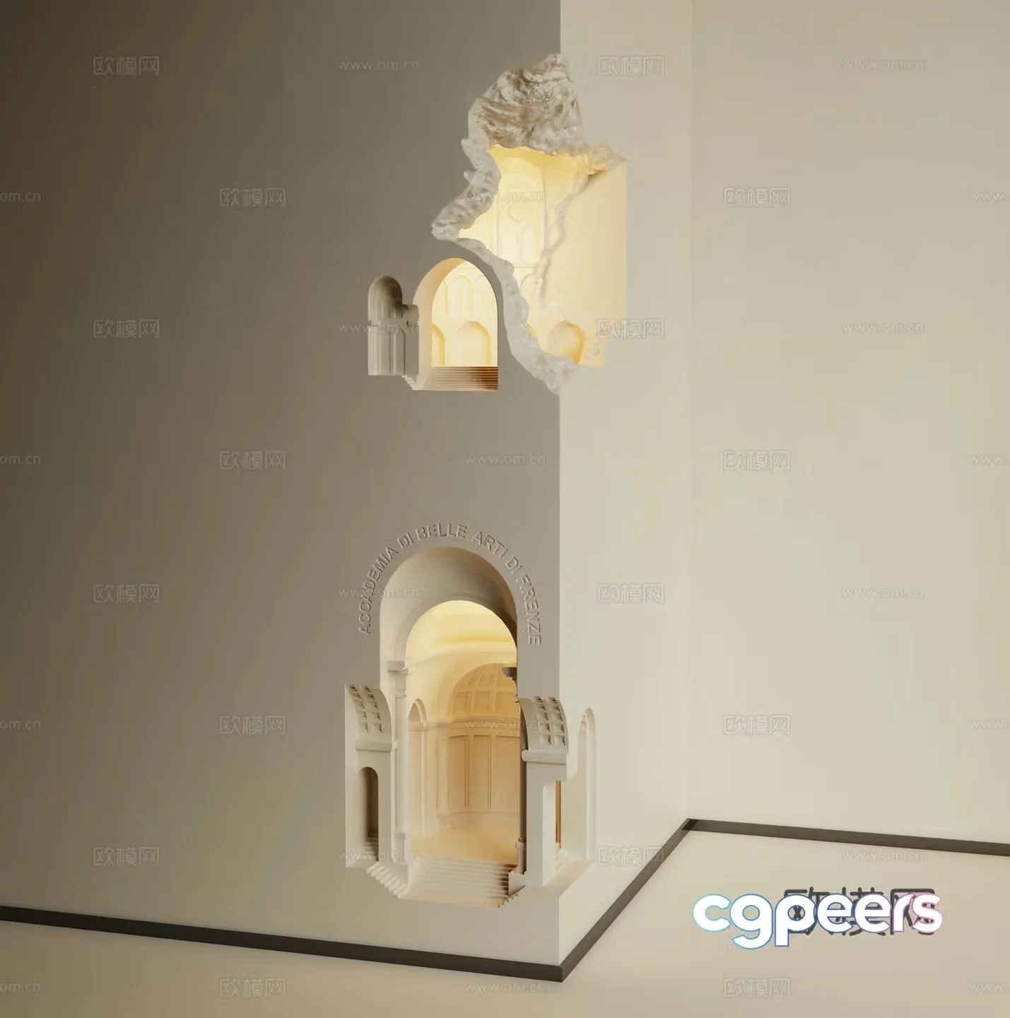 Modern gypsum wall lamp 3d model