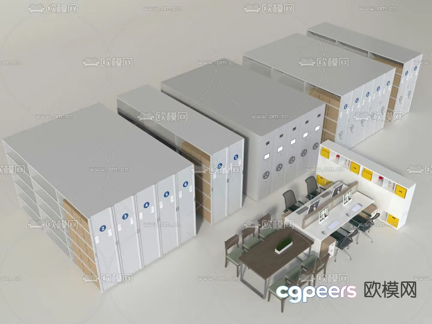 Archives room filing cabinet combination cabinet file cabinet 3d model