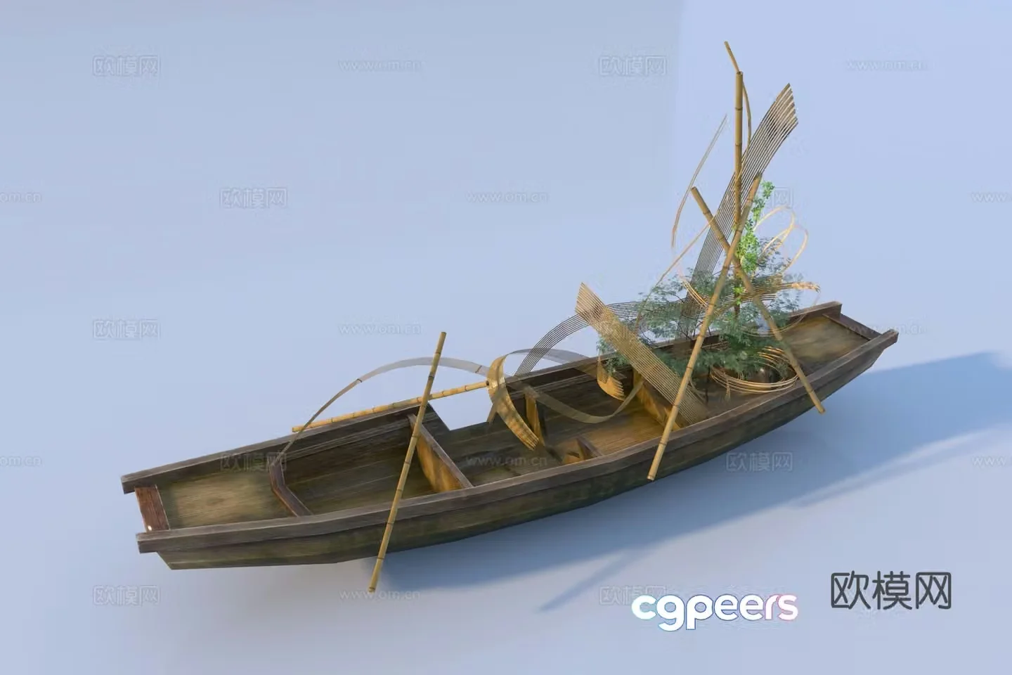 New Chinese wooden boat craft 3d model