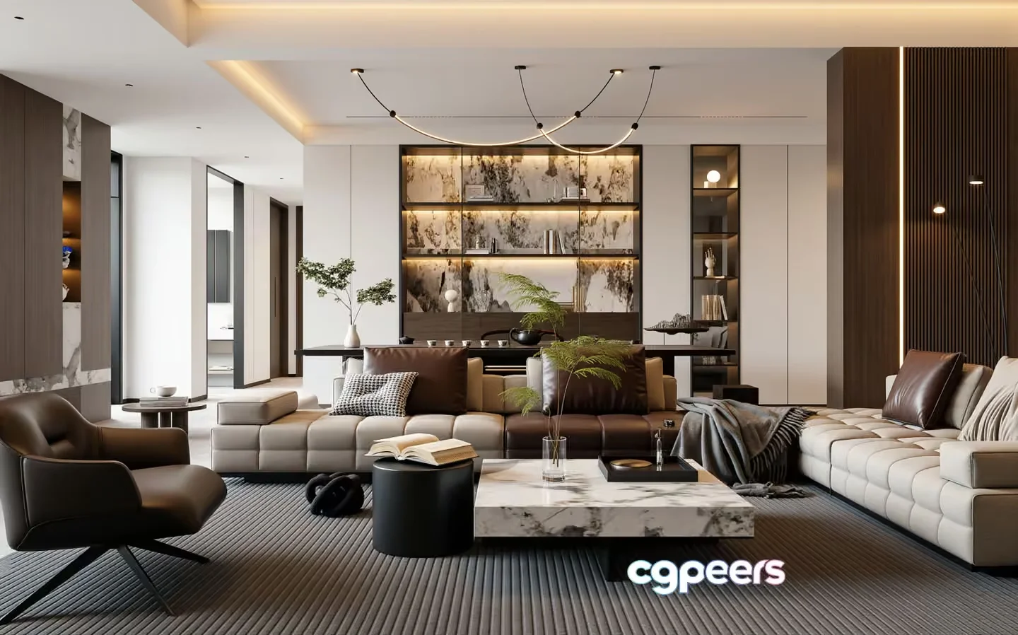 Modern Living Room 3D Model – 22834 – VRAY Render