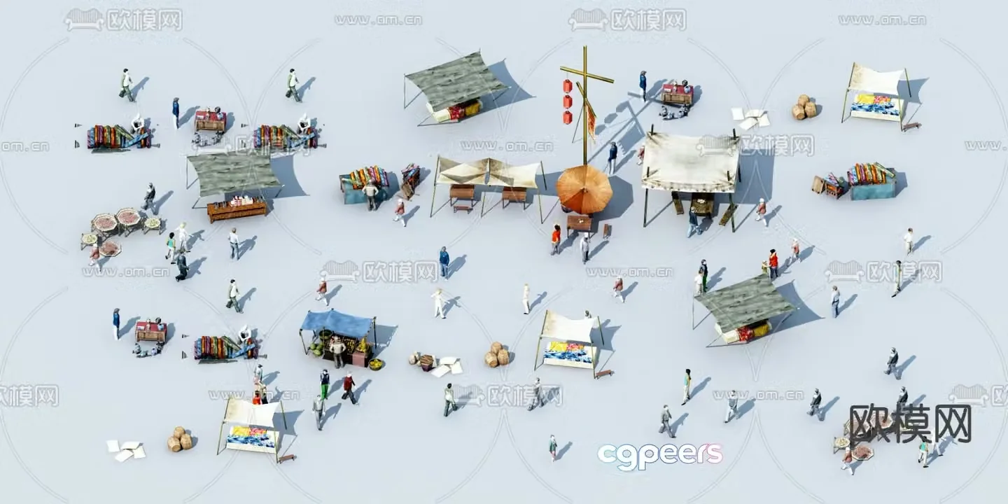 3D model of ancient Chinese stall sketches