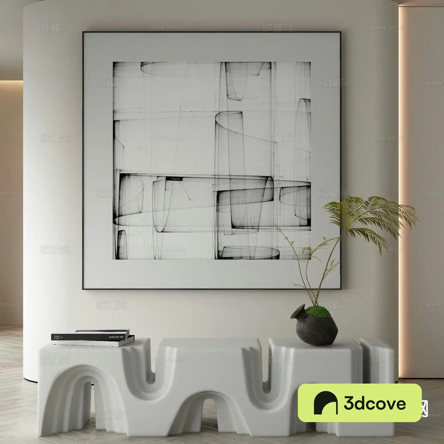 Modern decorative painting black and white abstract painting