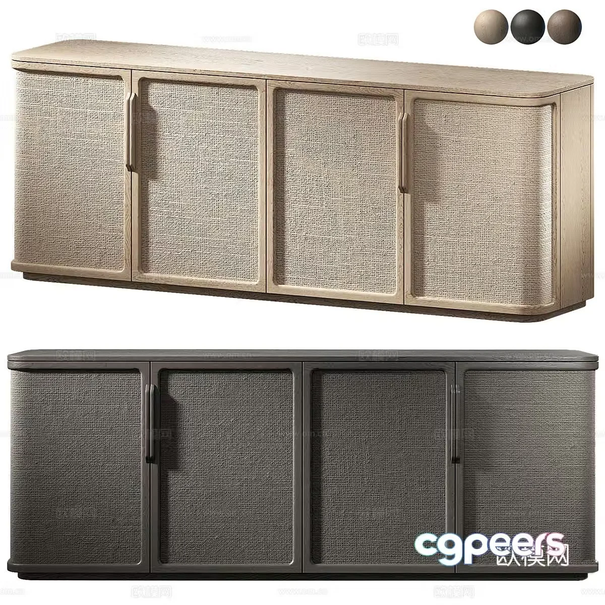 New Chinese style Wasabi TV cabinet side cabinet low cabinet 3D model