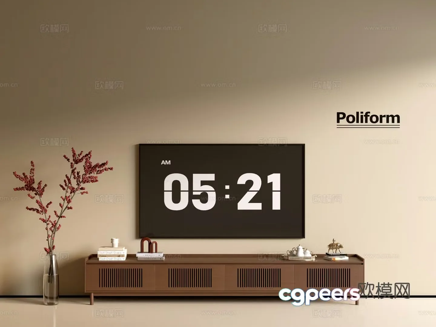 Modern wood grain TV cabinet simple side cabinet chest of drawers low cabinet whole cabinet side cabinet balcony 3D model