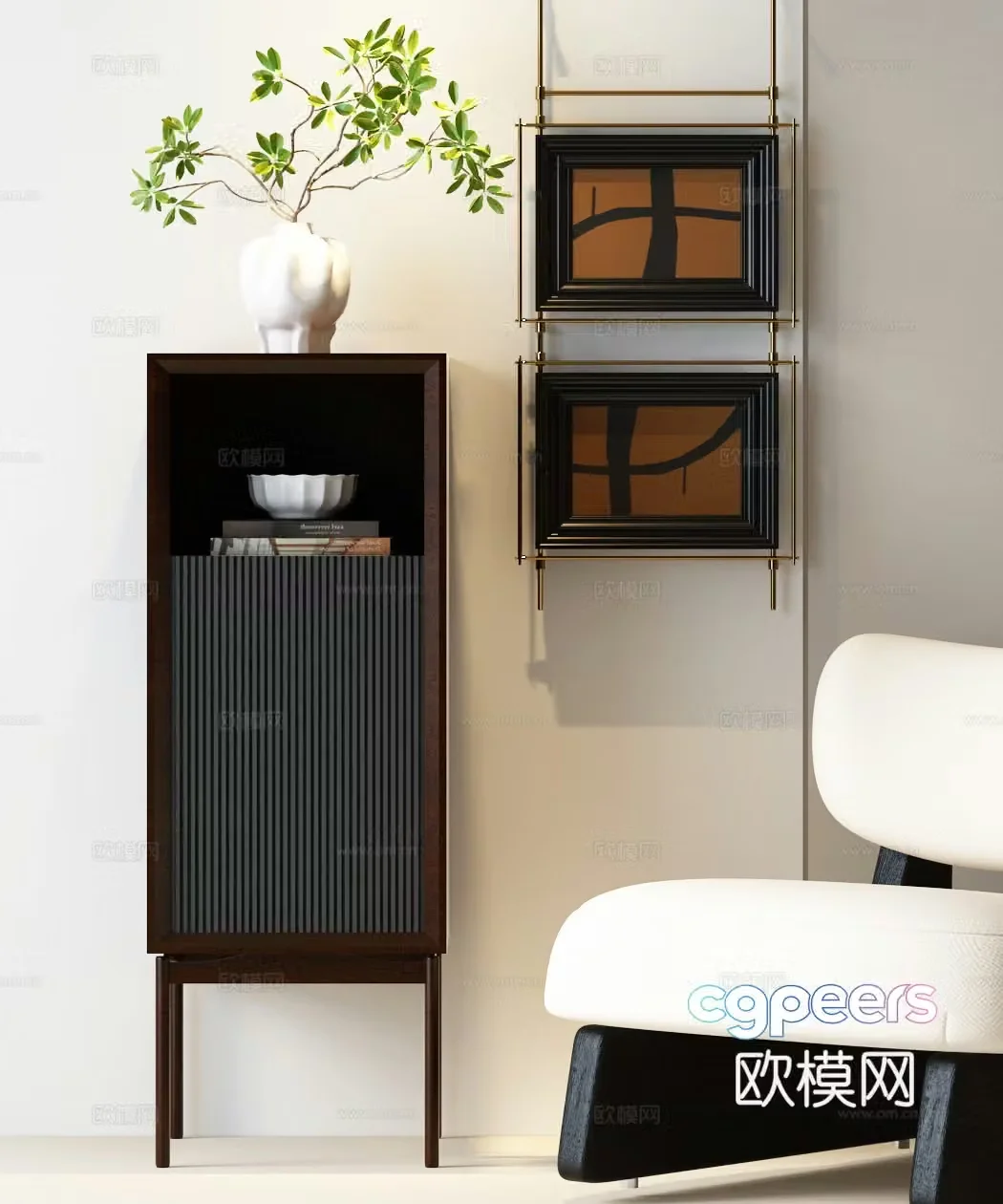 Modern chest of drawers Modern decorative cabinet Modern side cabinet Middle-aged decorative painting Middle-aged leisure chair Modern 3d model
