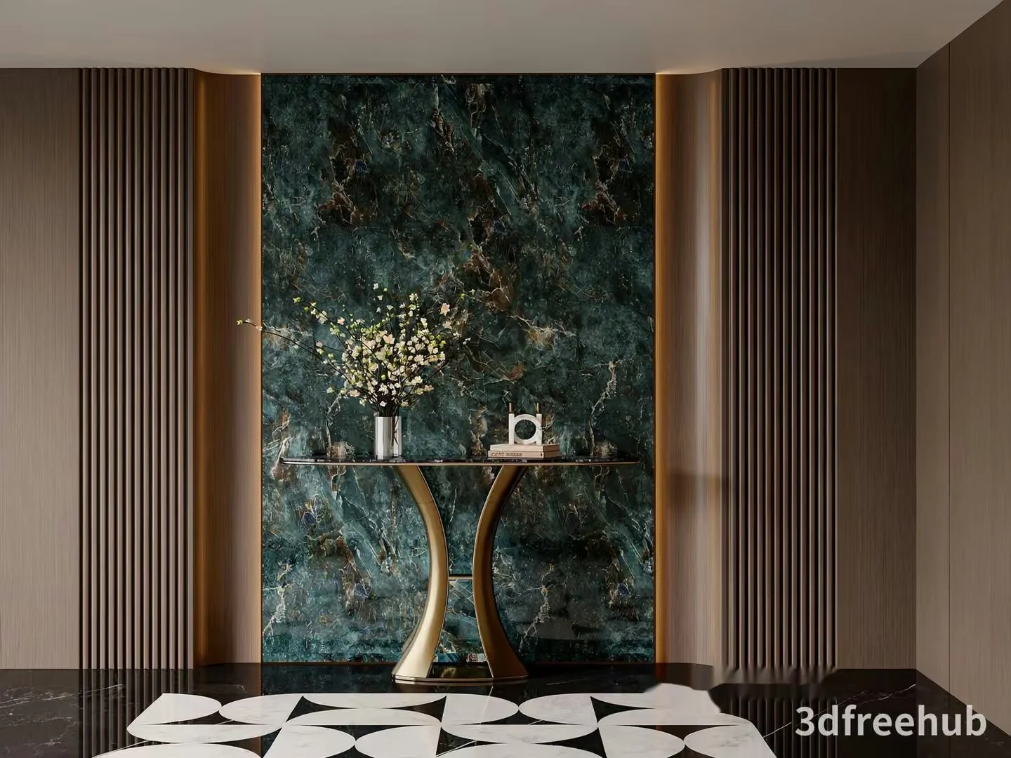 Modern Hallway With Table 3D Model – 20825 – VRAY Render