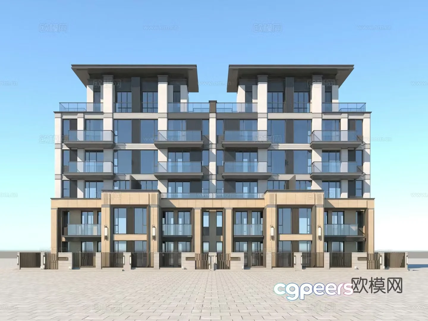New Chinese-style villa appearance 3D model