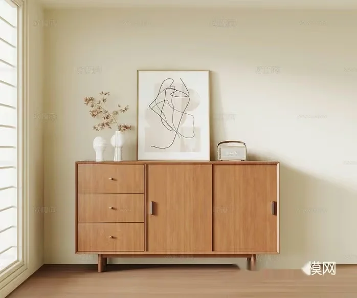 Mid-Century Modern Sideboard 3D Model – 6915 – VRAY Render