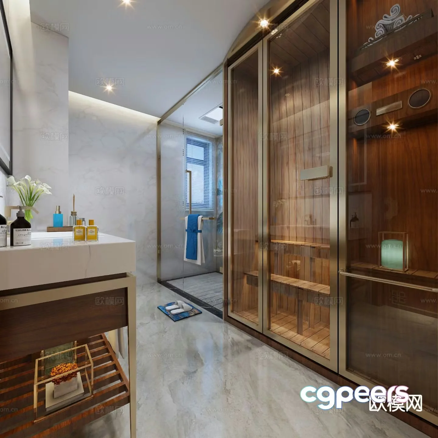 New Chinese style bathroom sauna room steam room 3d model