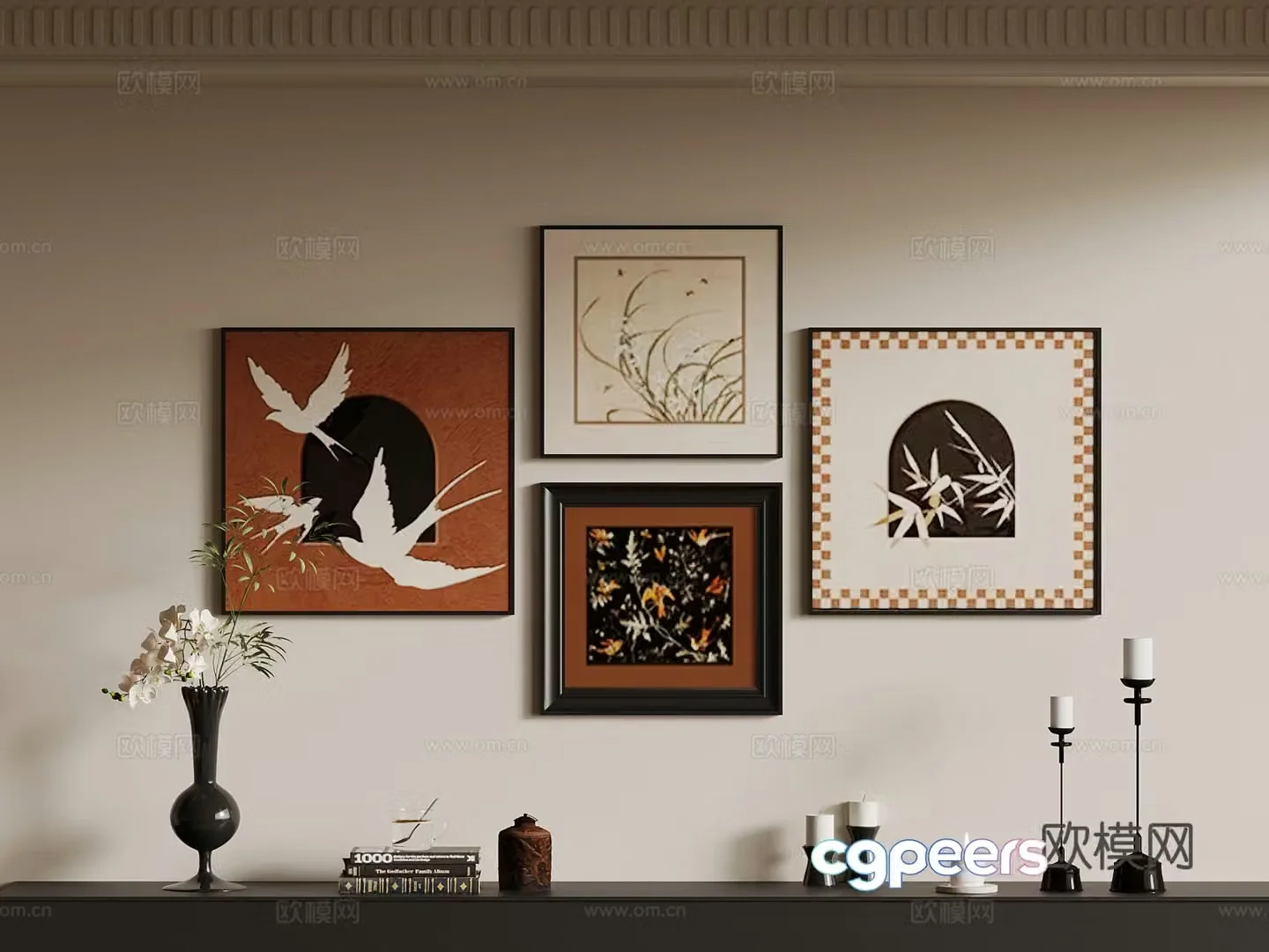 Hanging painting French decorative painting Desktop decoration ornaments 3D model