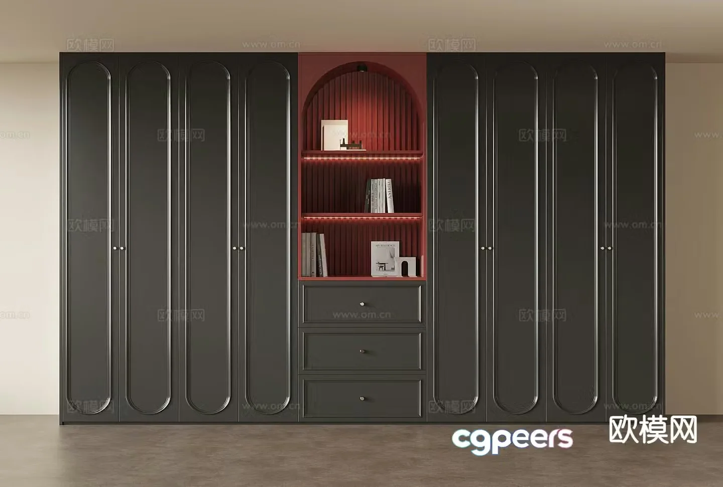 French bookcase bookshelf 3d model