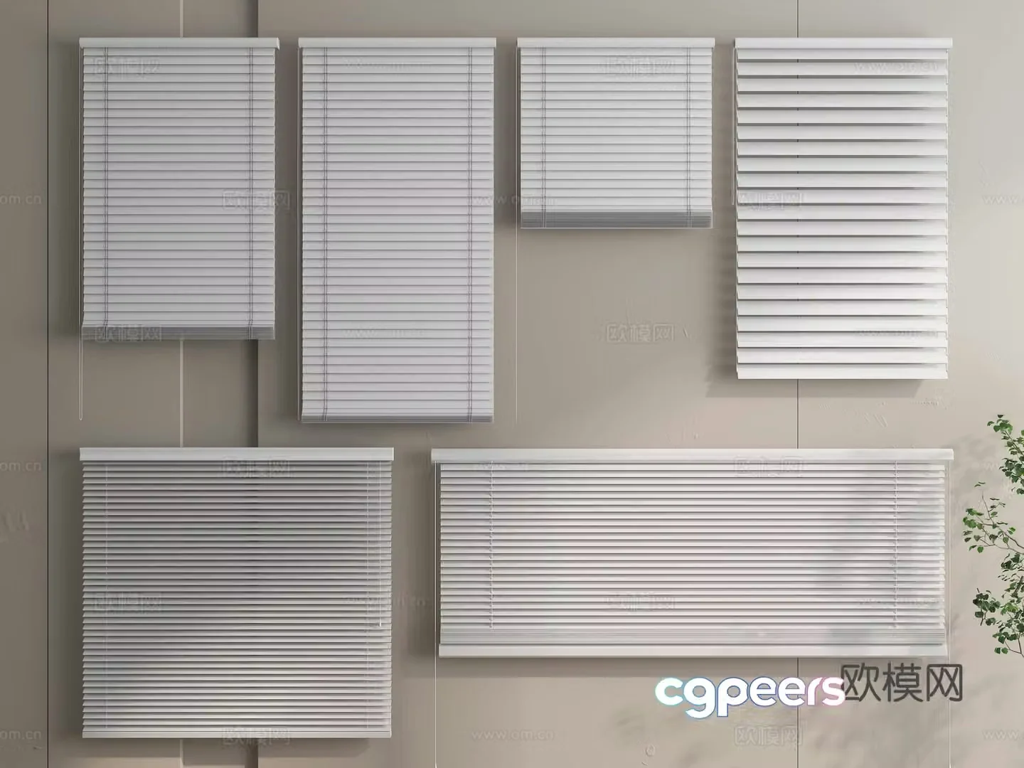 Modern venetian blinds curtains roller blinds pull curtains blackout blinds 3D model