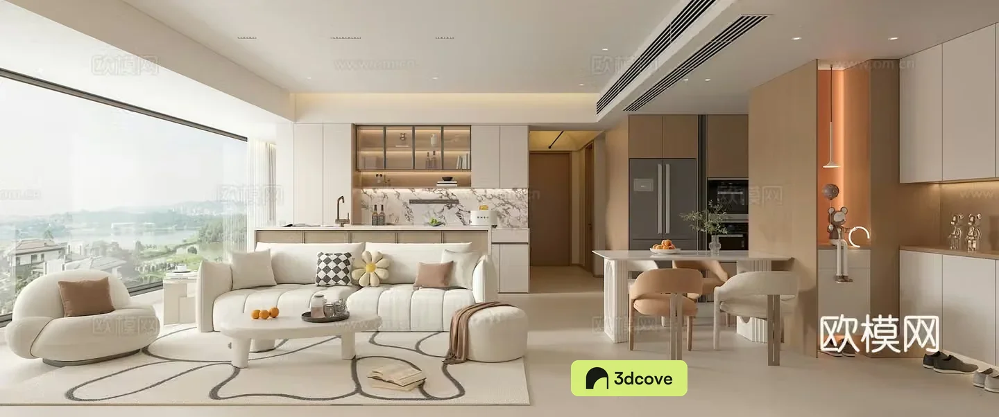 Modern creamy dining room sofa and coffee table combination dining table and chair combination bar kitchen cabinet
