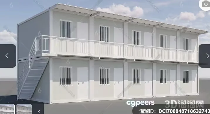 A White Building With A Balcony 3D Model – 10205 – CORONA Render