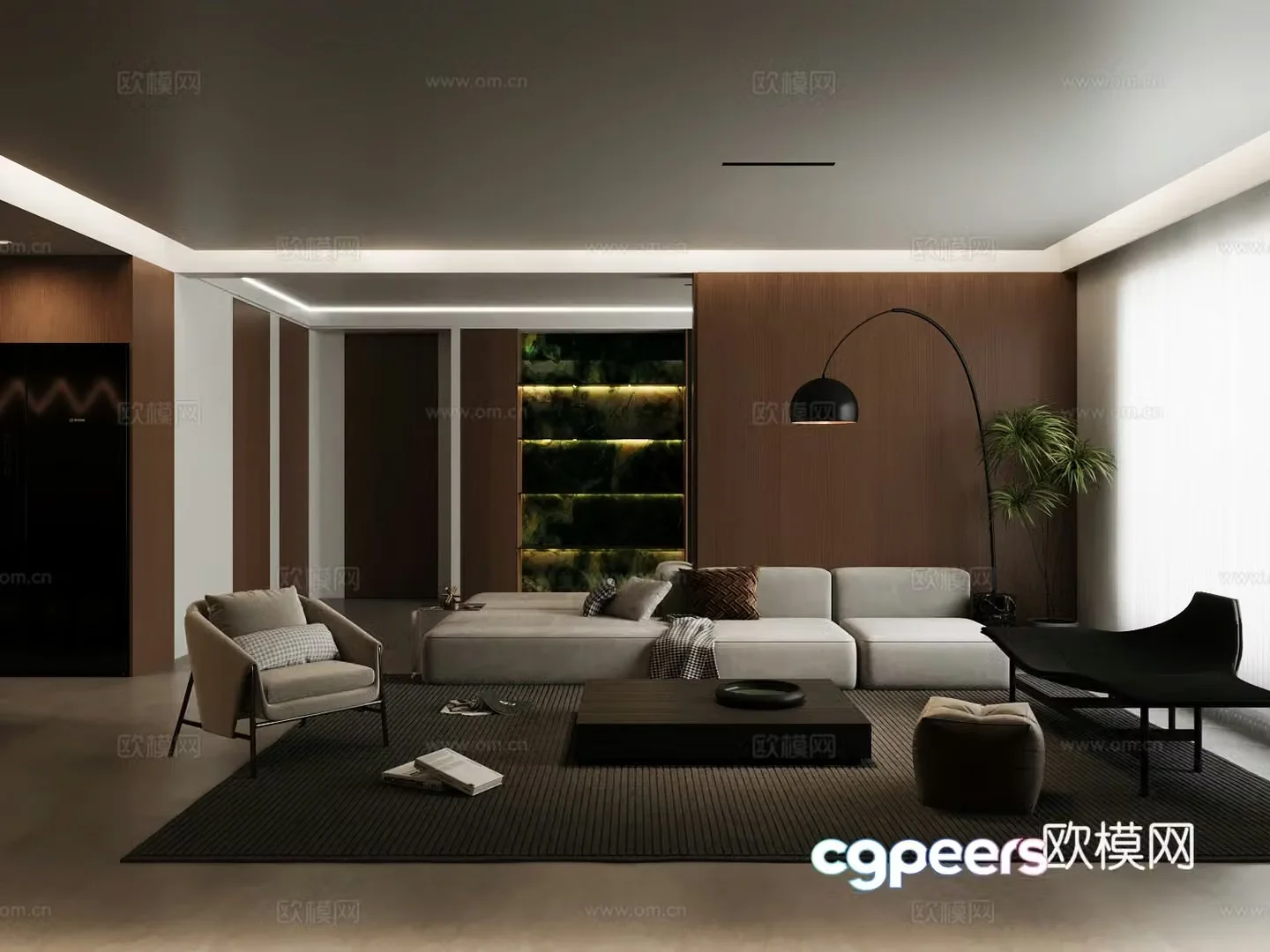 Modern living room light luxury living room Italian living room sofa coffee table combination leather multi-person sofa 3D model