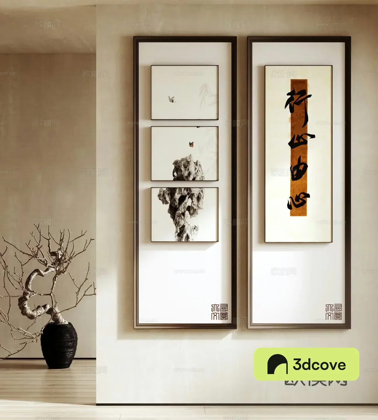 Chinese Zen hanging painting picture frame ink painting art painting tea room painting