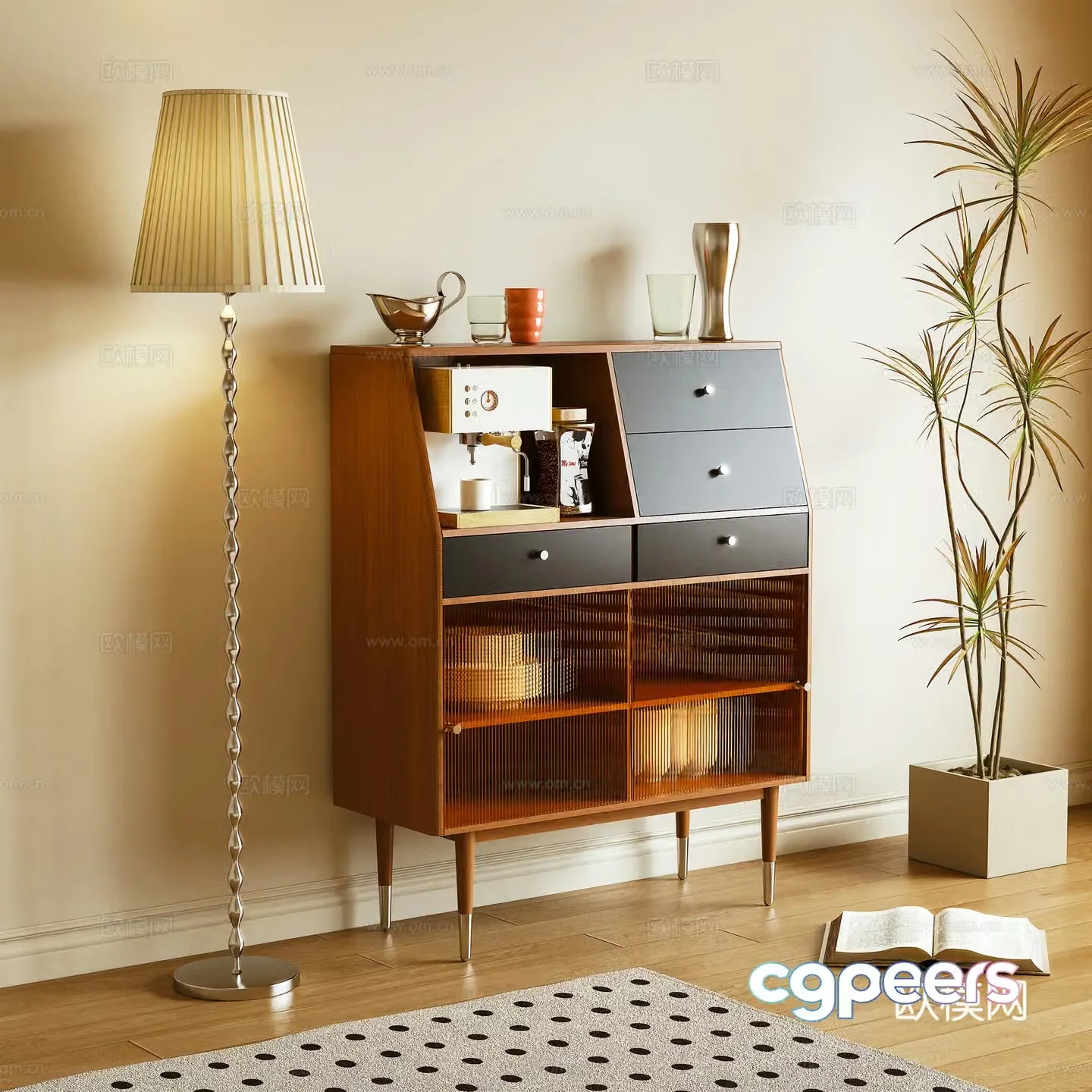 Sideboard Tea Cabinet Sideboard Storage Cabinet 3D Model