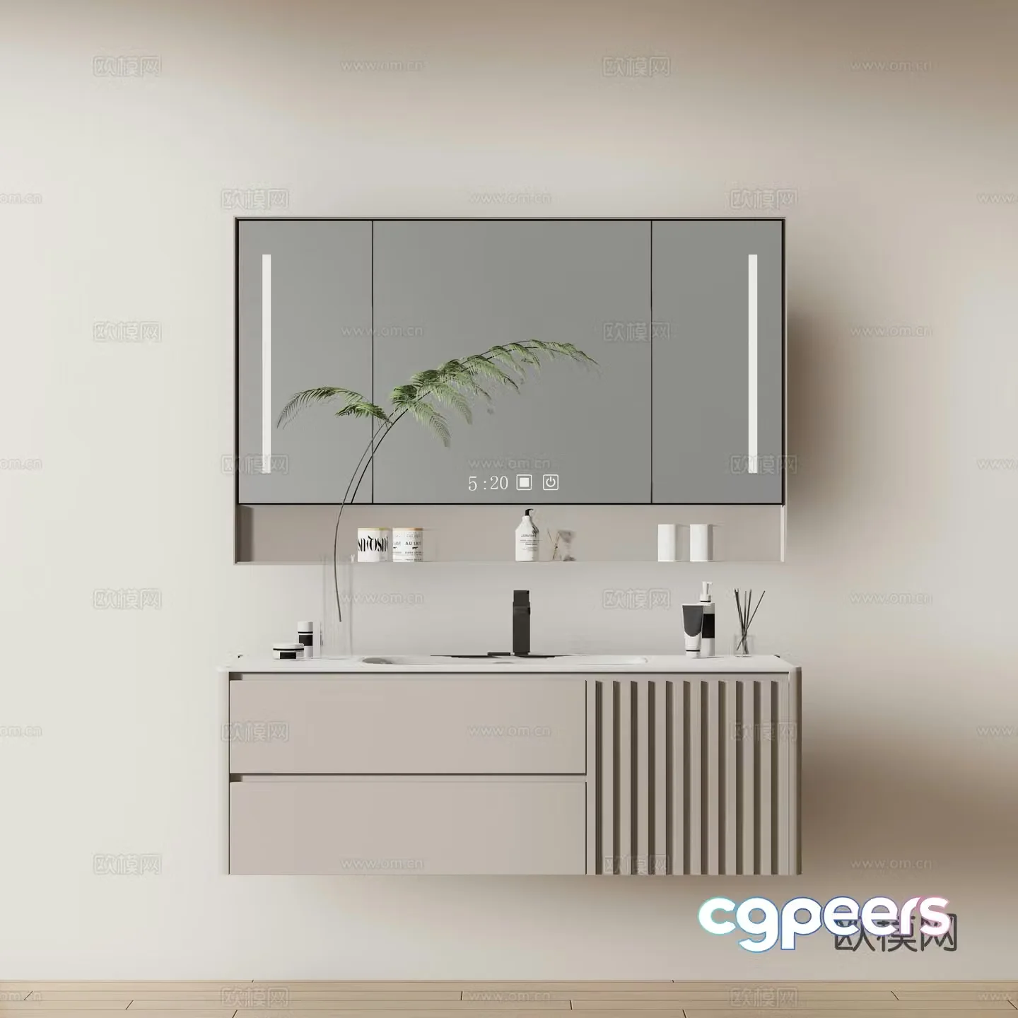 Modern basin cabinet bathroom cabinet wash cabinet mirror cabinet 3d model