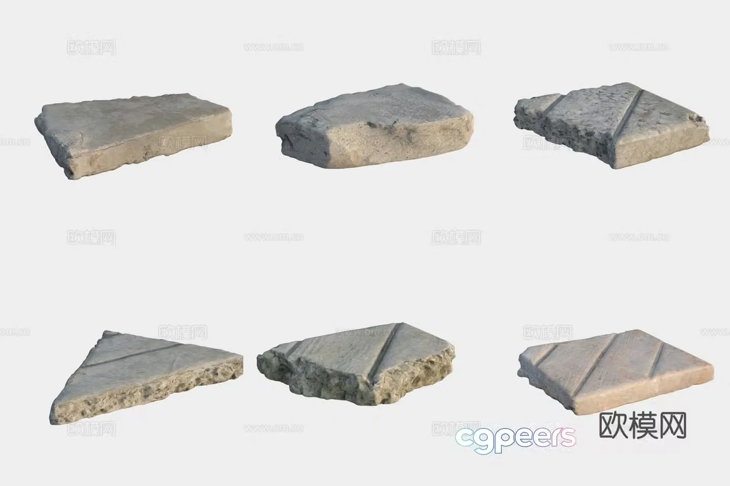 3D model of floor tiles and stone building materials