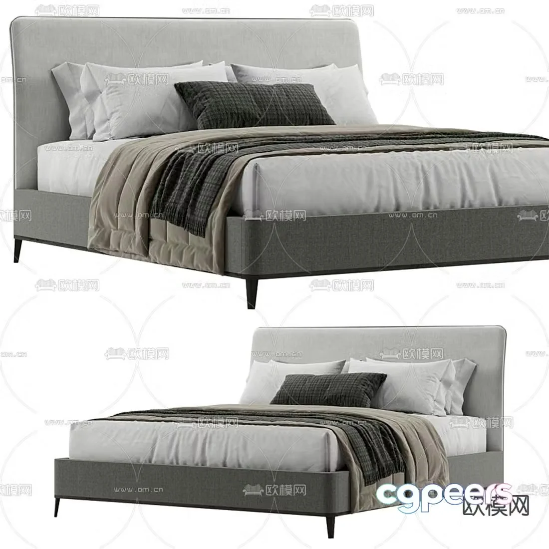 Meridiani modern fabric double bed 3d model