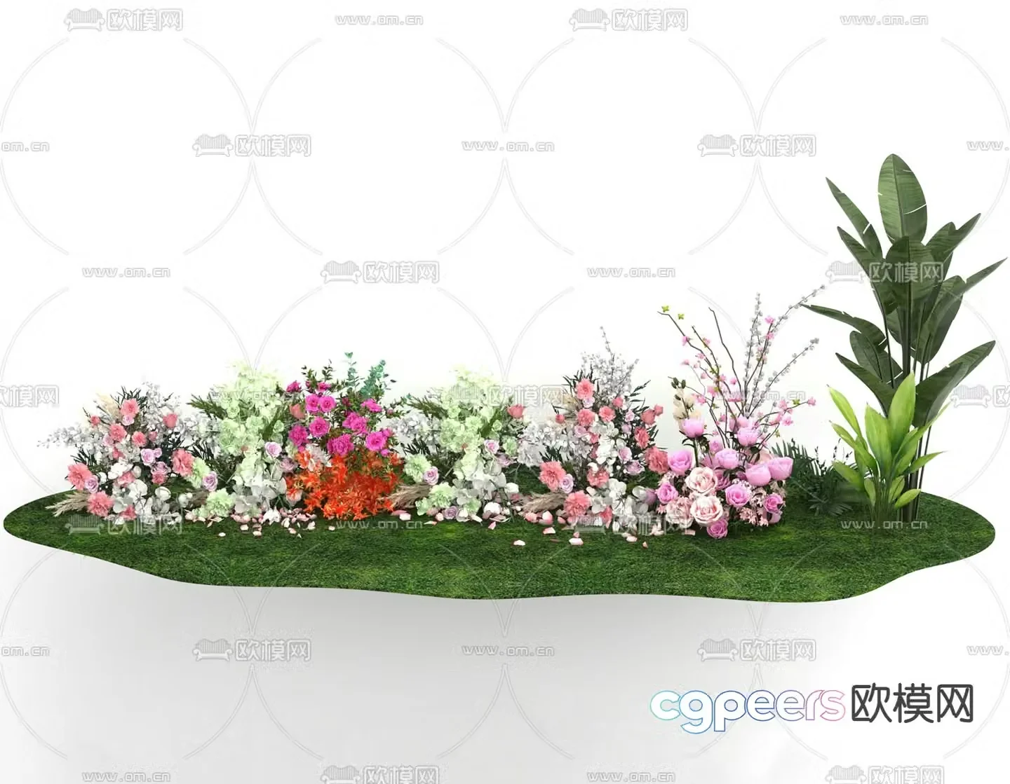 Flowers shrubs plant pile 3d model