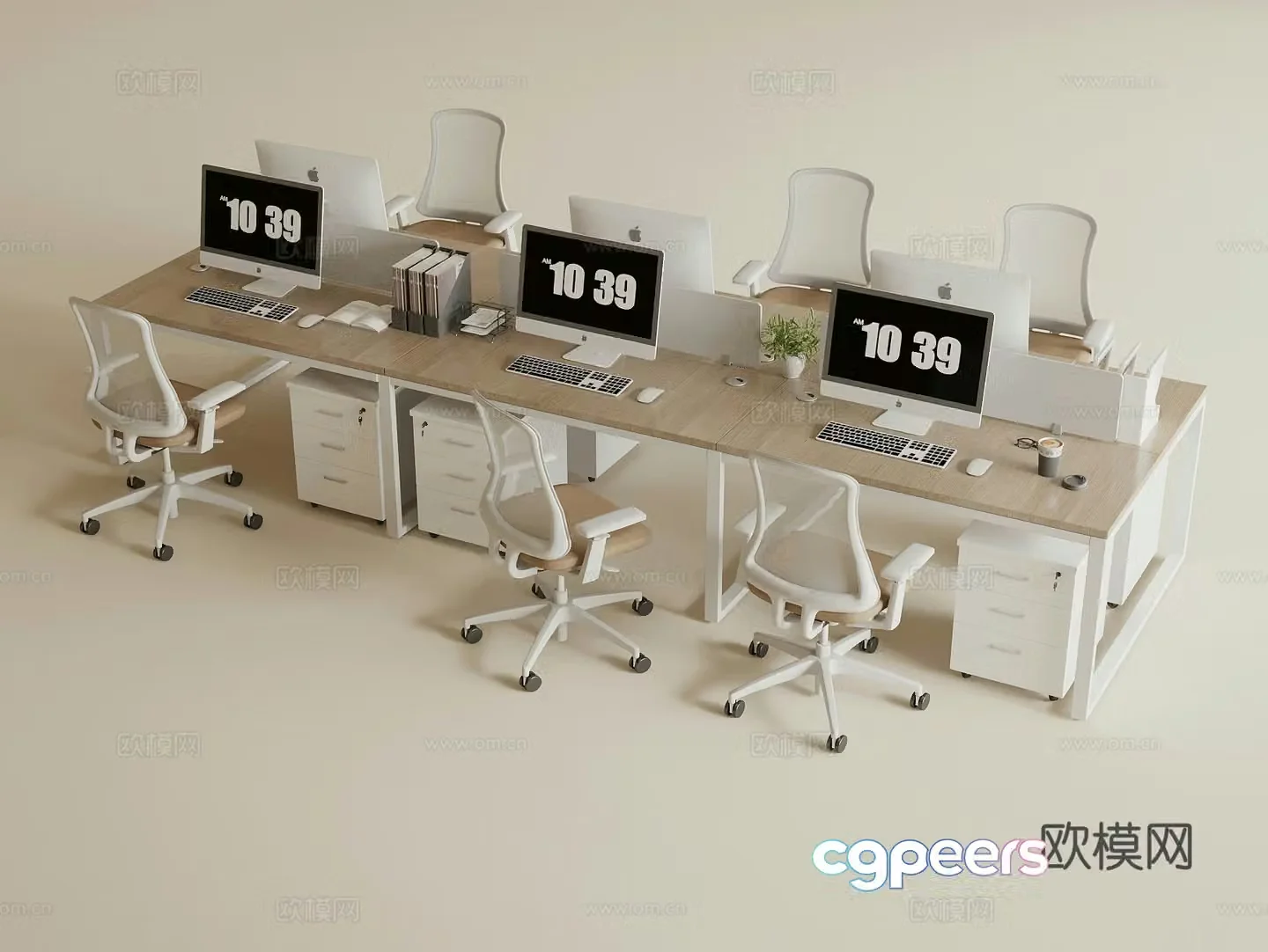 Modern public office desk and chair staff positions Public office area desk and chair Computer desk and chair 3D model