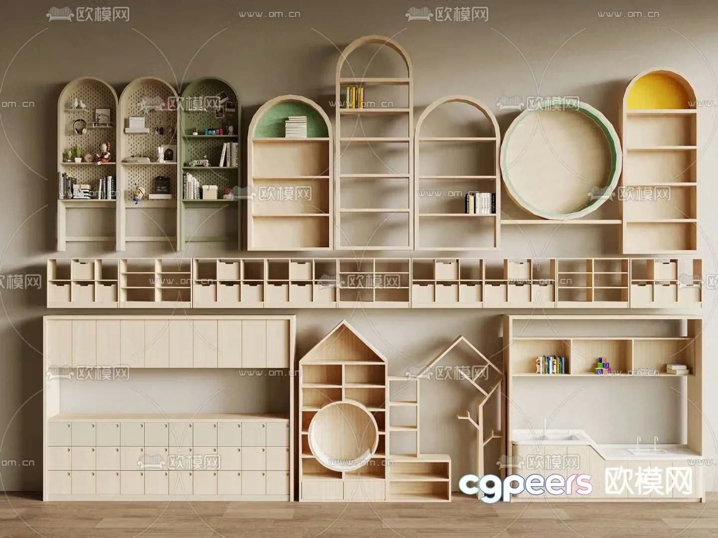Children’s bookcase toy cabinet storage cabinet 3d model