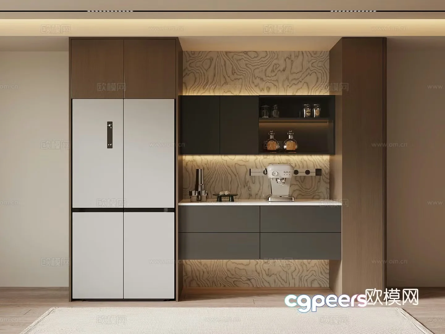 Italian minimalist wine cabinet sideboard 3D model