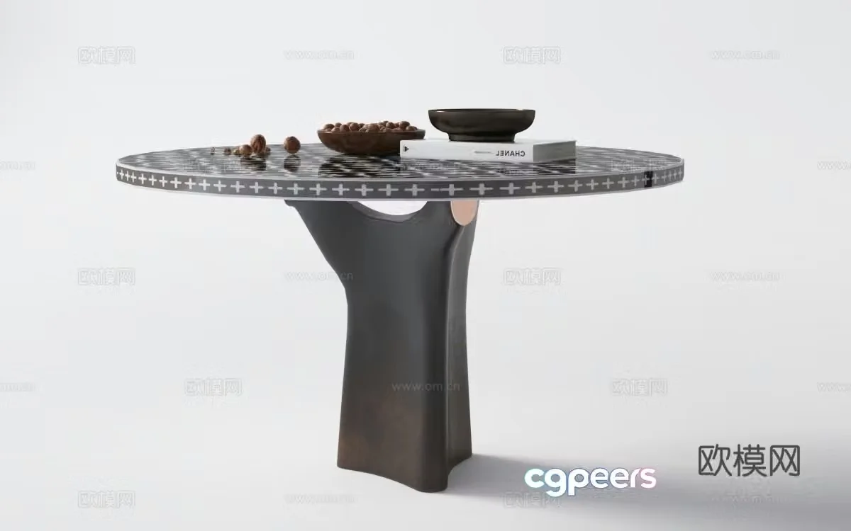 Modern light luxury ornament end view desk table 3D model