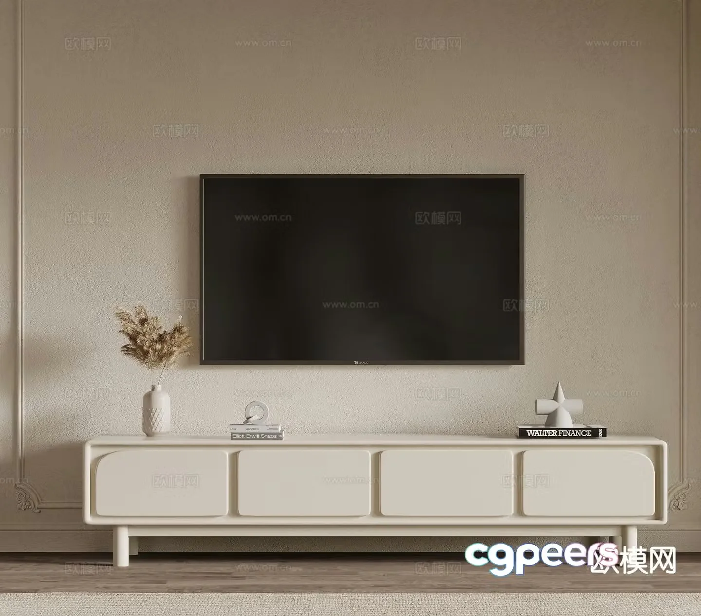 Cream style TV cabinet 3d model