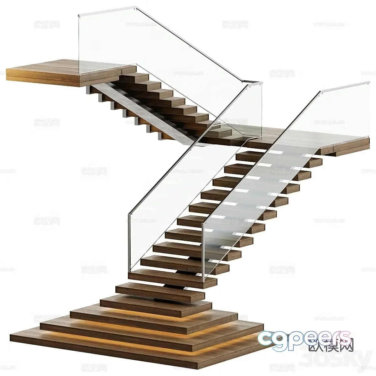 3D model of modern stairs in two different styles