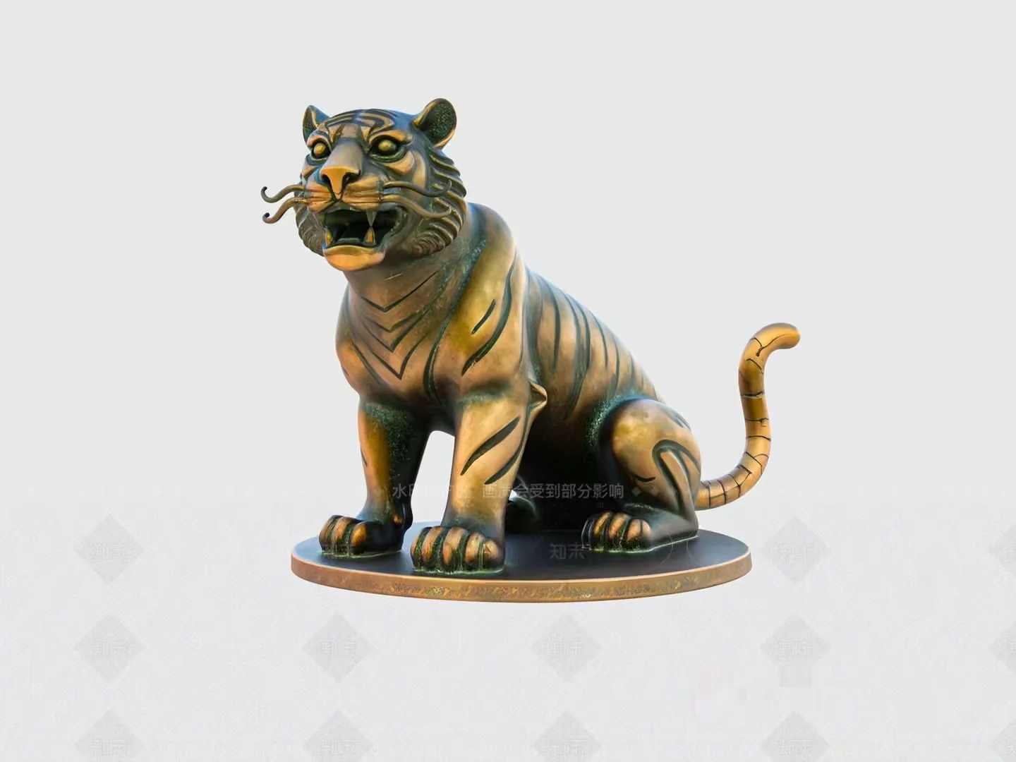 A Bronze Tiger Statue 3D Model – 16055 – VRAY Render