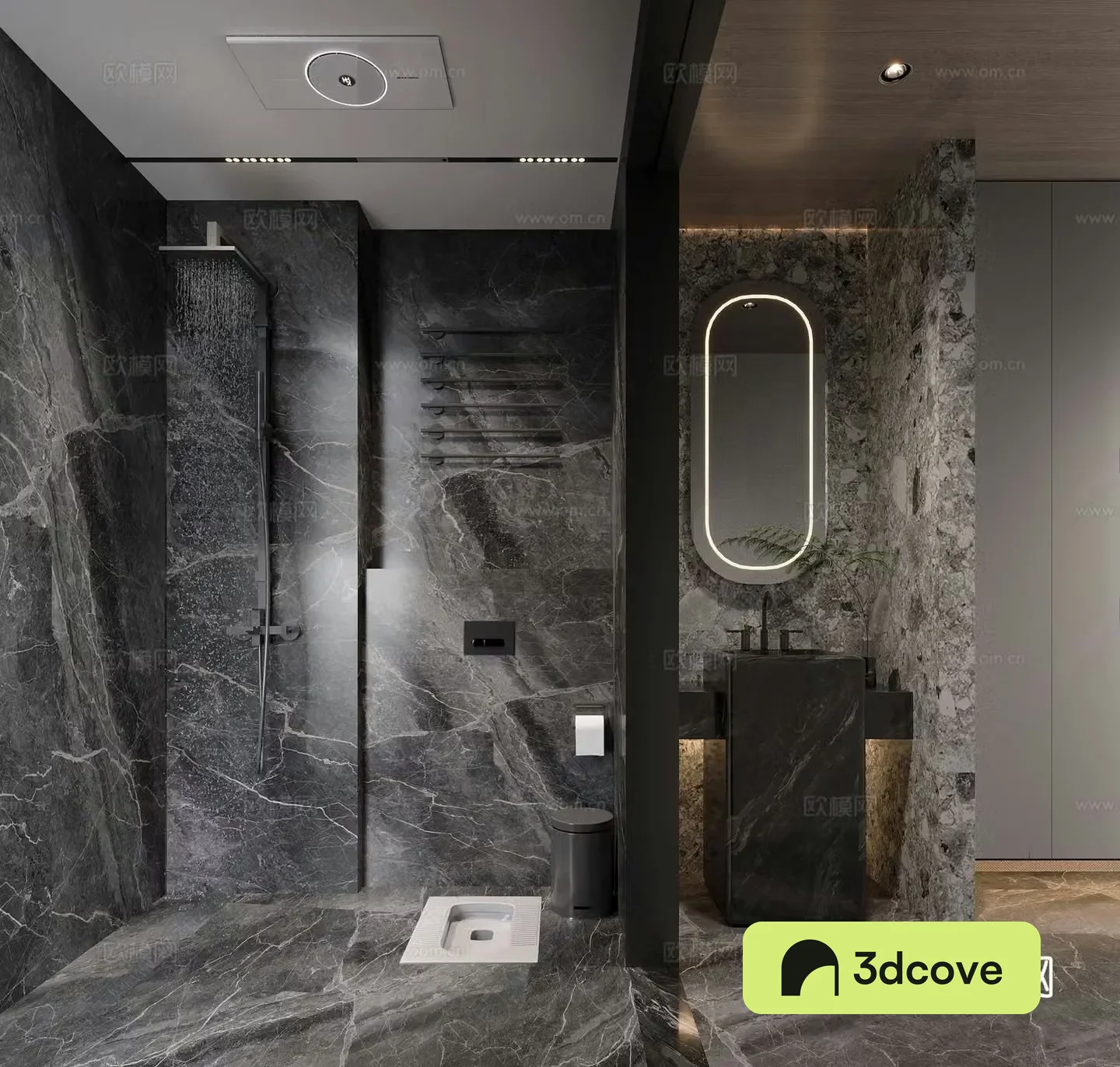 Modern Italian bathroom Shower Bathroom Heat Shower Room Bathroom Cabinet Mirror Squat