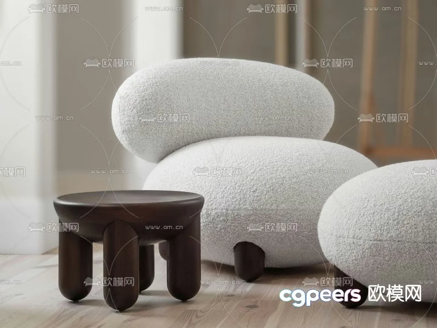 Leisure chair plush leisure chair 3d model
