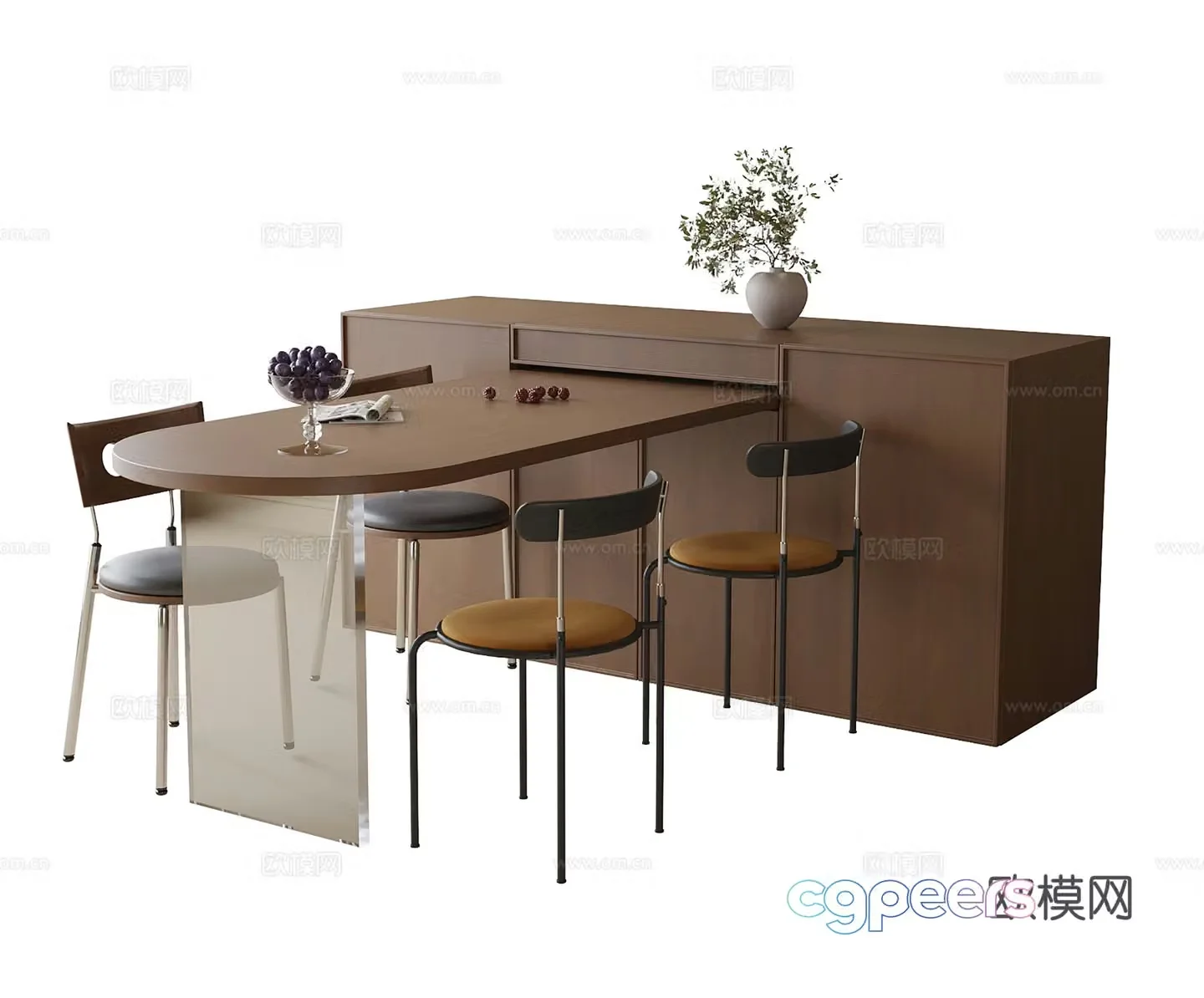 Modern dining table and chair dining chair 3d model