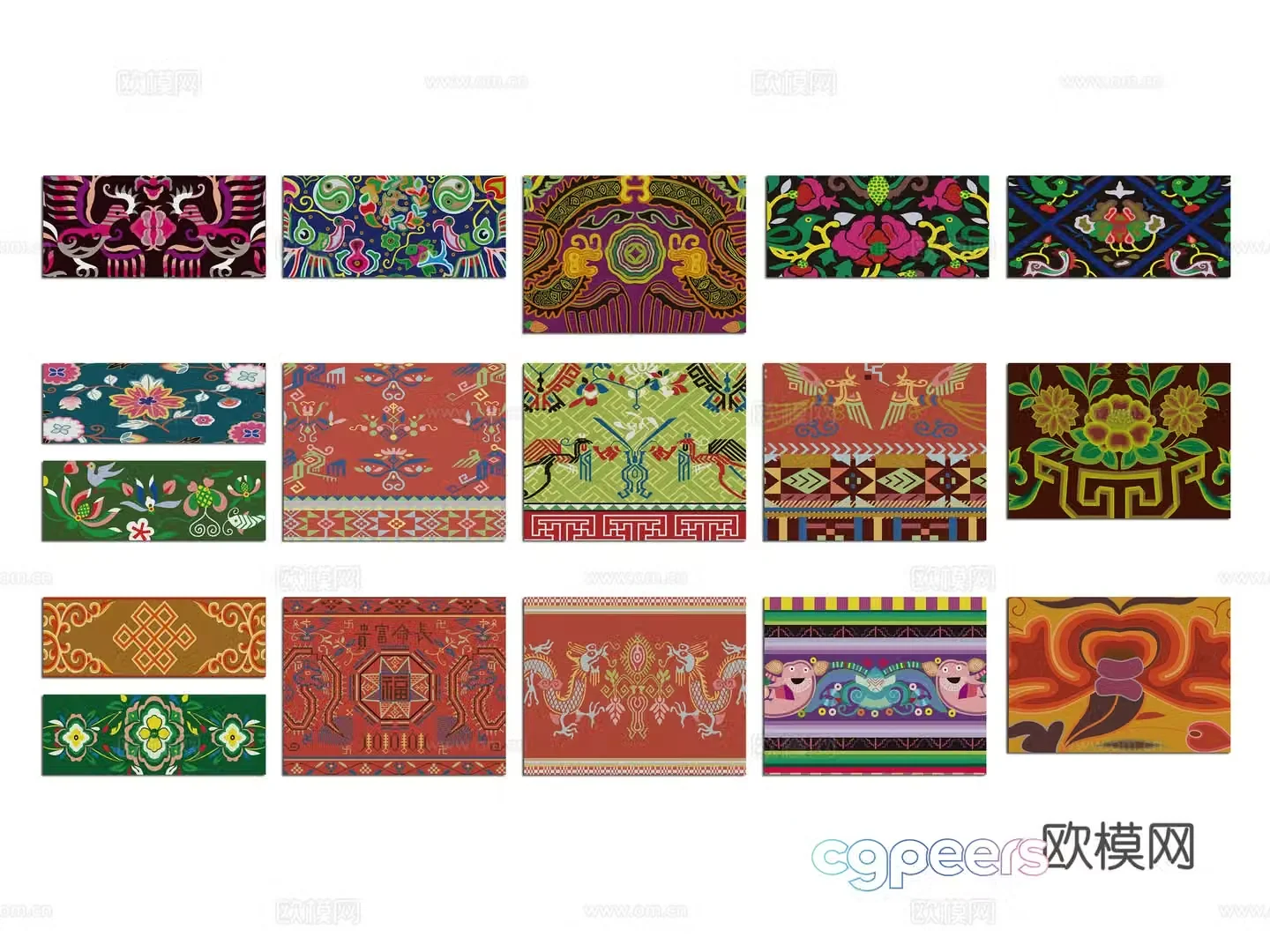 Chinese style Miao Mongolian element silhouette 3D model of ethnic minority character elements