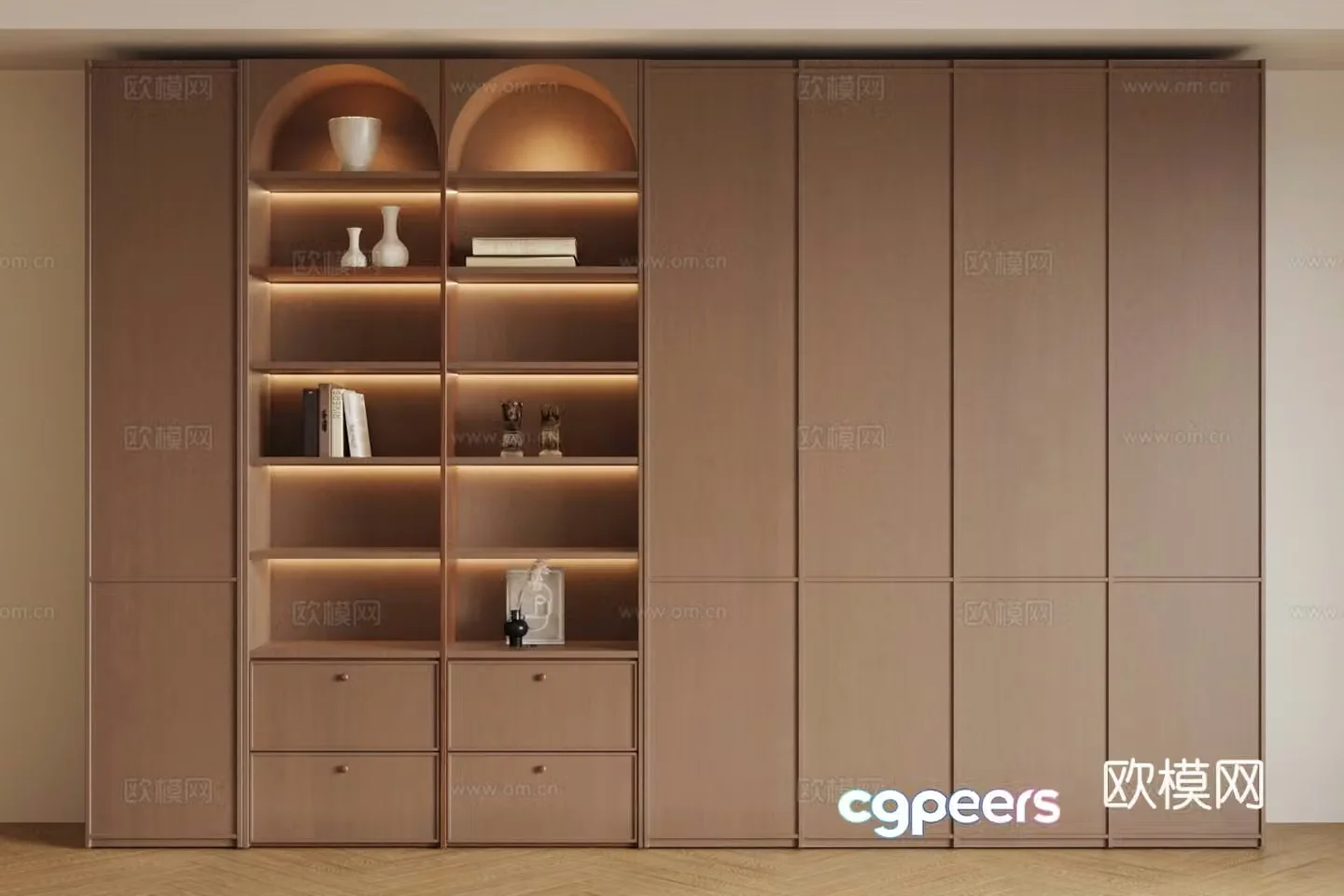 New Chinese-style log bookcase whole row of bookcases open bookcases medieval style bookcases storage cabinets 3D model