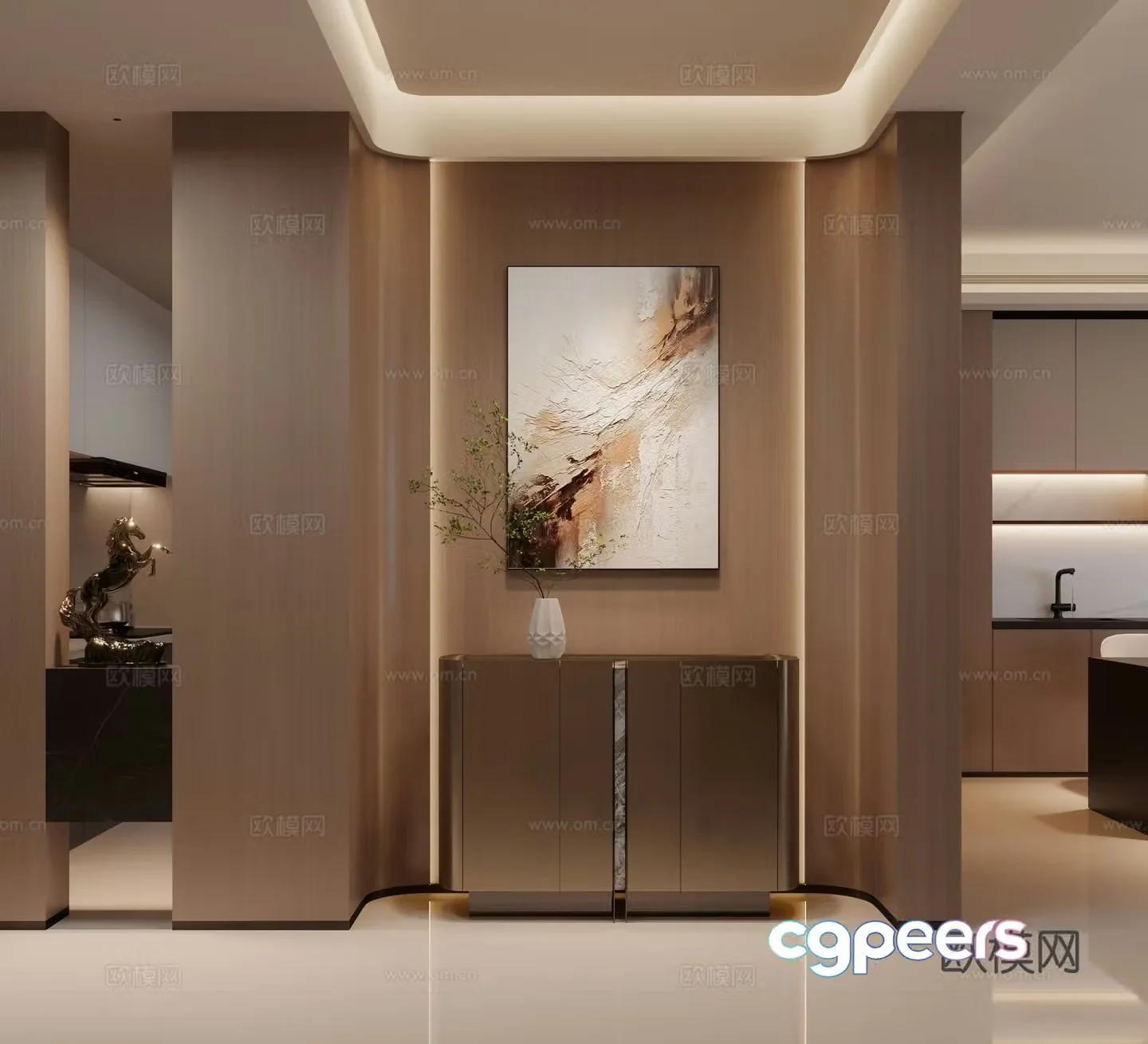 Italian style entrance hall decorative entrance aisle 3D model