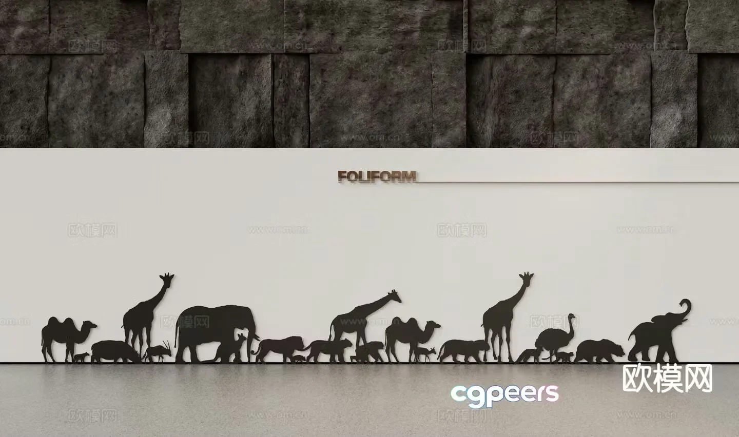 Modern animal silhouette 3d model