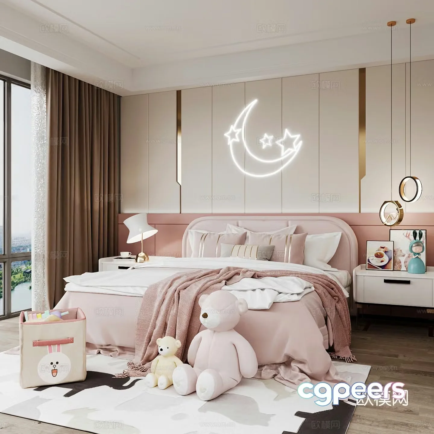 Modern children’s room girl’s room 3d model