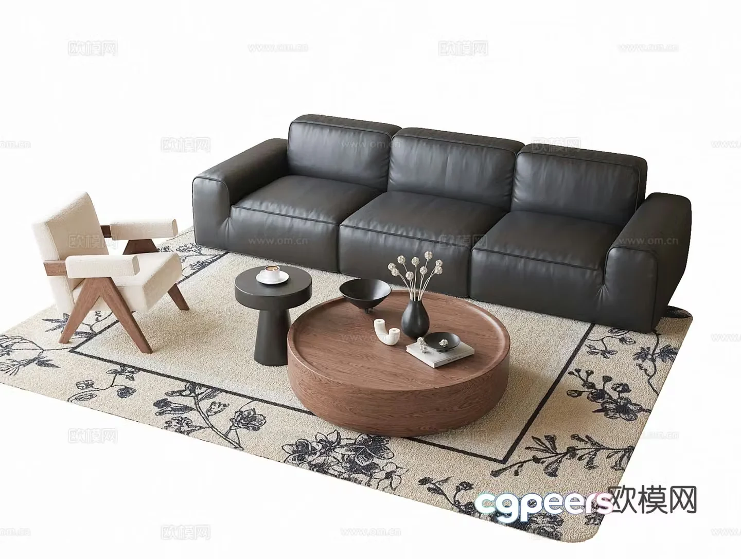 French sectional sofa 3d model
